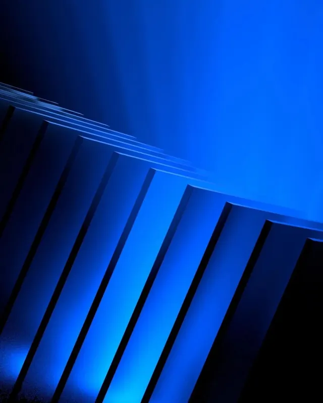 Blue Architectural Perspective, minimal, geometric, vibrant