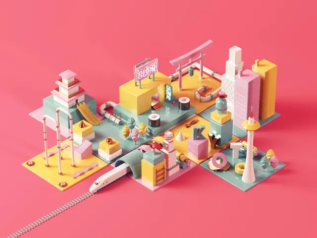 Abstract Geometric 3D Composition, 3d-render, abstract, vibrant