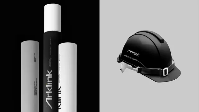 Arklink industrial product lineup monochrome composition, minimal, corporate-clean, dark