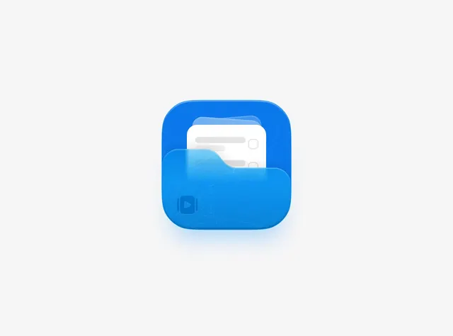 File management app icon with folder and document, minimal, flat, light