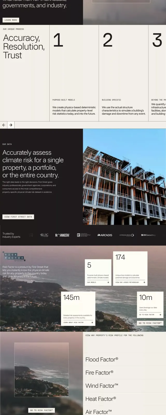 Earthy climate-data case study layout, corporate-clean, minimal, light