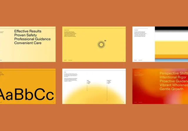 Warm terracotta consulting grid with typography, minimal, corporate-clean, warm
