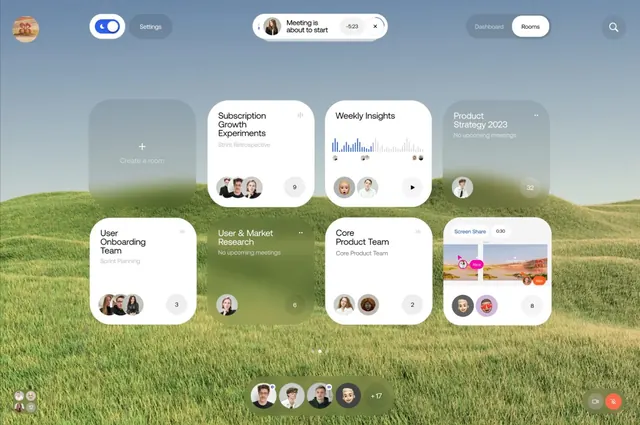 Team collaboration dashboard with landscape background, minimal, organic, light