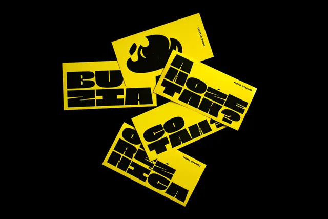 Yellow Geometric Wordmark Composition, neo-brutalist, maximalist, high-contrast
