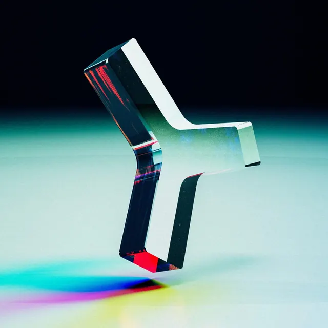 Folded Neon Shape with Gradient Light, 3d-render, gradient-heavy, dark