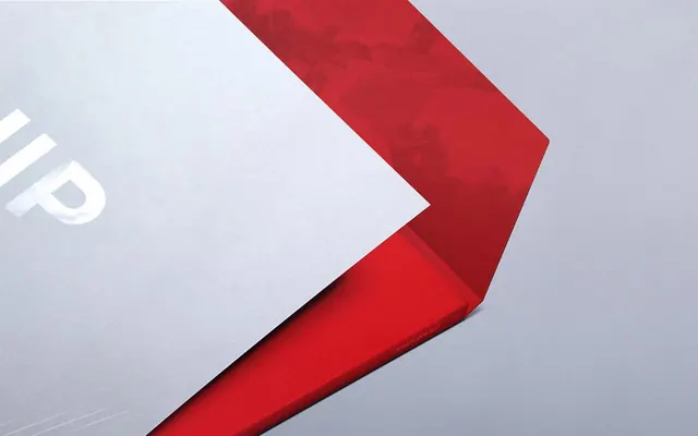 Red geometric arrow on light background, geometric, minimal, red