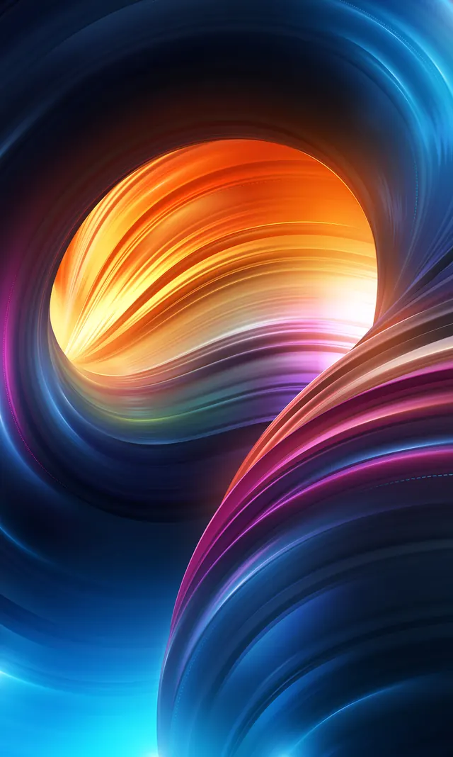 Abstract gradient ribbon waves, gradient-heavy, abstract, warm