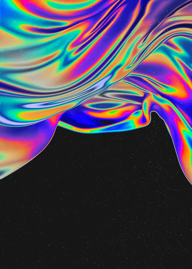 Psychedelic gradient fluid art, 3d-render, gradient-heavy, dark
