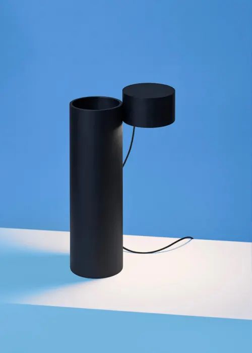 Minimalist sculptural lamp, minimal, technical, dark