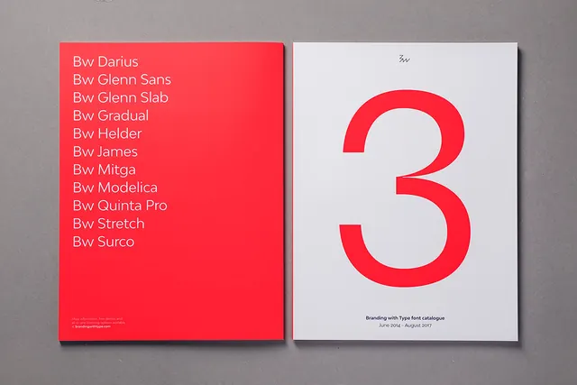 BW font catalogue 2014-2017, minimal, editorial, vibrant