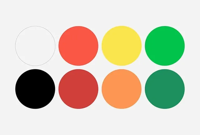 Geometric color study with seven circles, geometric, minimal, vibrant