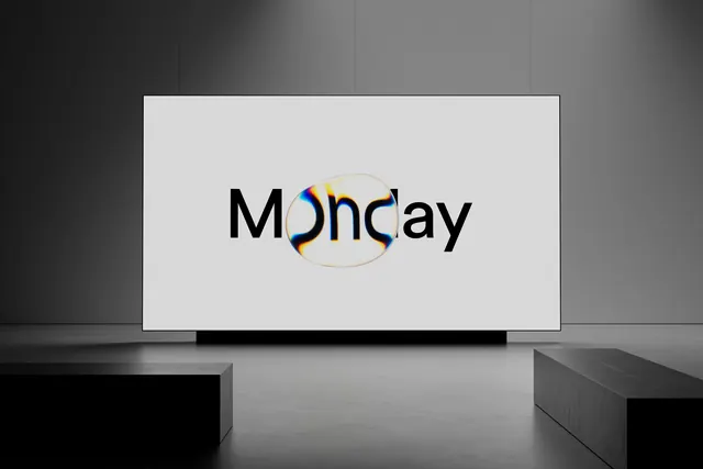 Monday brand logo presentation, minimal, playful, monochrome