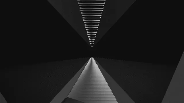 On and On Geometric Tunnel, technical, 3d-render, dark