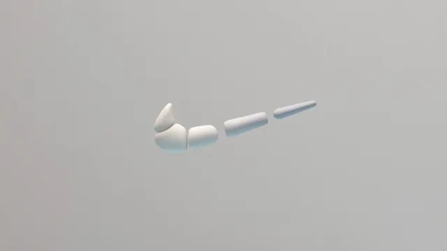 Three 3D rendered pill-shaped objects, 3d-render, minimal, light