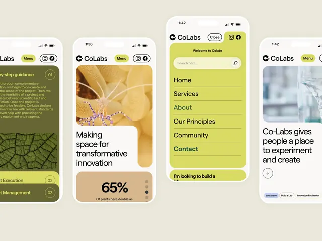 CoLabs mobile app UI system, minimal, light-mode, light