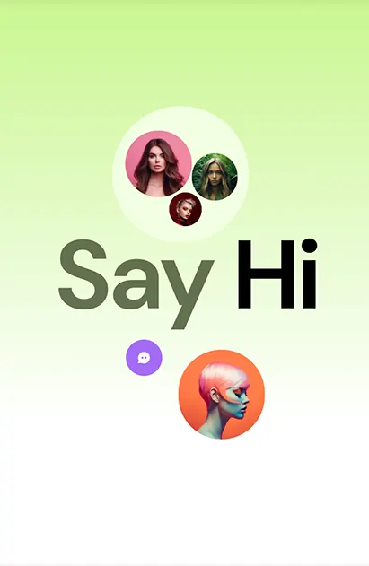 Say Hi social messaging illustration, minimal, playful, light
