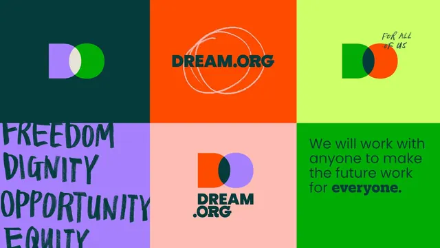 DREAM.ORG nonprofit grid campaign, minimal, geometric, vibrant