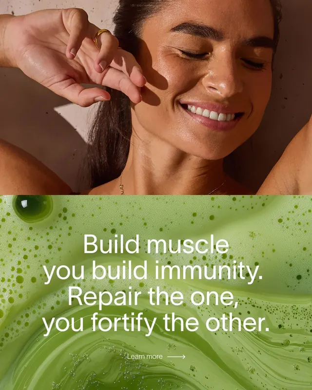 Portrait and organic texture split with immunity message, organic, minimal, light