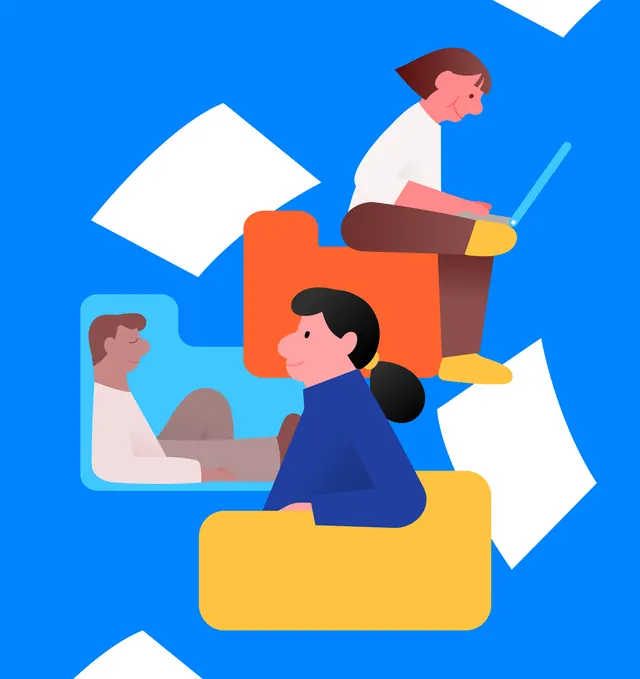 Flat vector team collaboration isometric illustration, flat, illustrated, vibrant