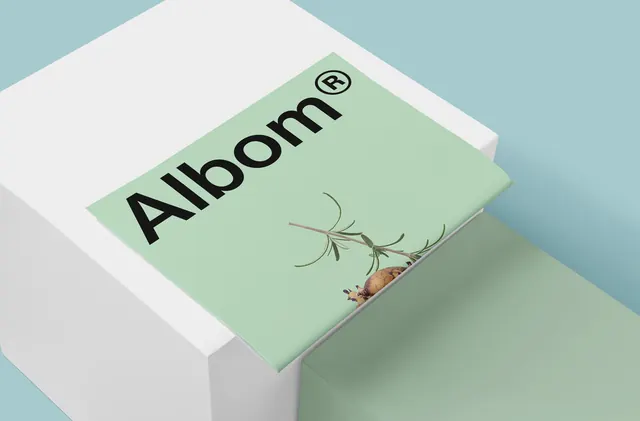 Albom Brand Identity Mockup, minimal, light-mode, light