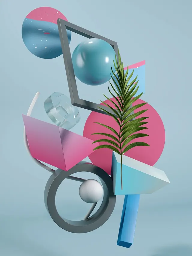 Abstract Geometric Composition, 3d-render, abstract, vibrant