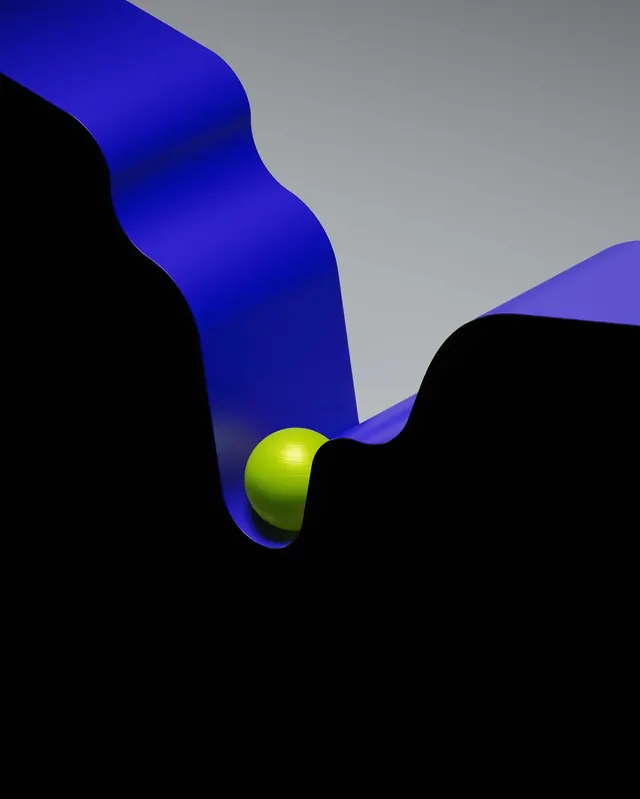 Abstract Blue and Lime Fluidity, minimal, geometric, high-contrast