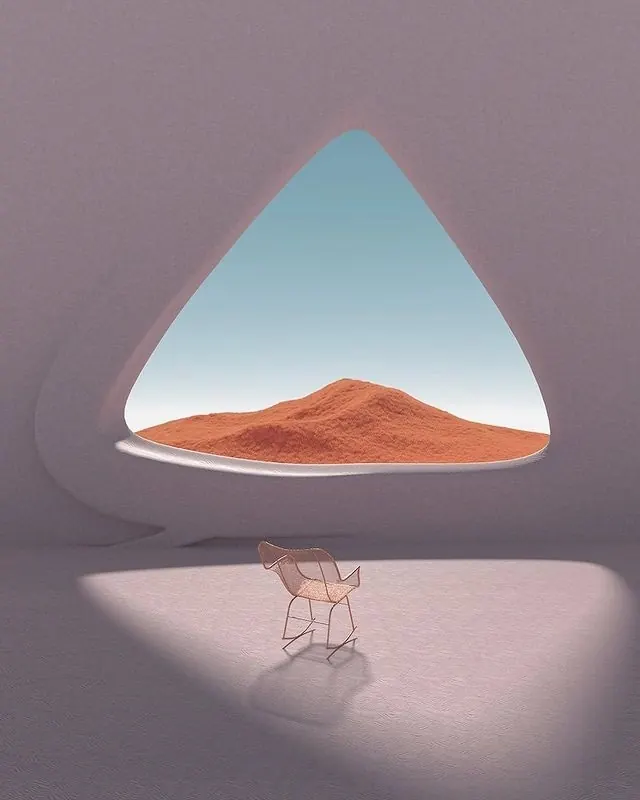 Minimalist Desert Interior, minimal, abstract, light