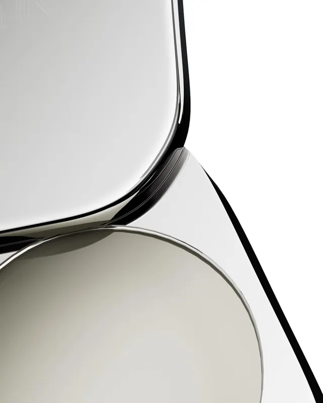 Glossy stacked abstract forms, minimal, 3d-render, light