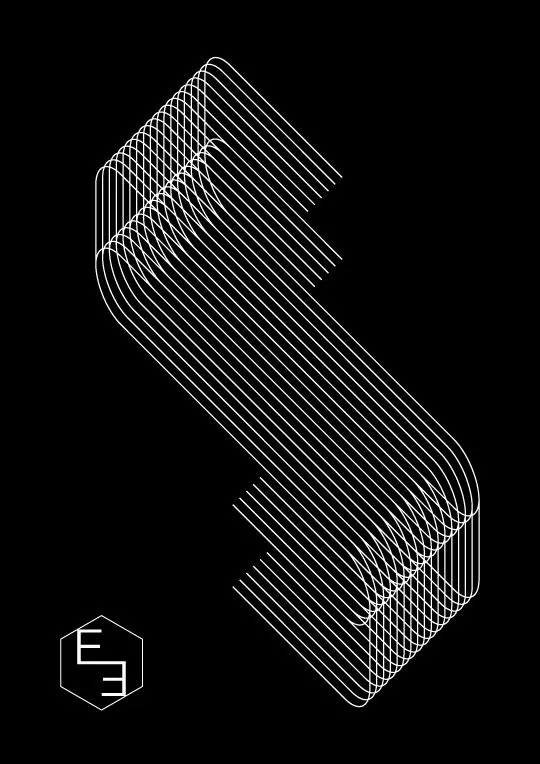 Abstract Geometric Line-Art Logo, minimal, technical, high-contrast