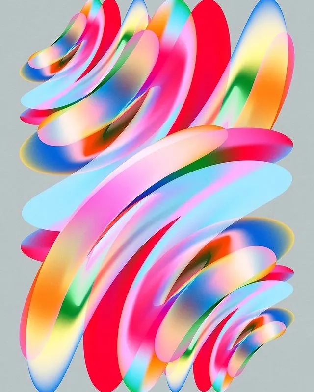 Iridescent Fluid Abstract Graphic, 3d-render, gradient-heavy, vibrant