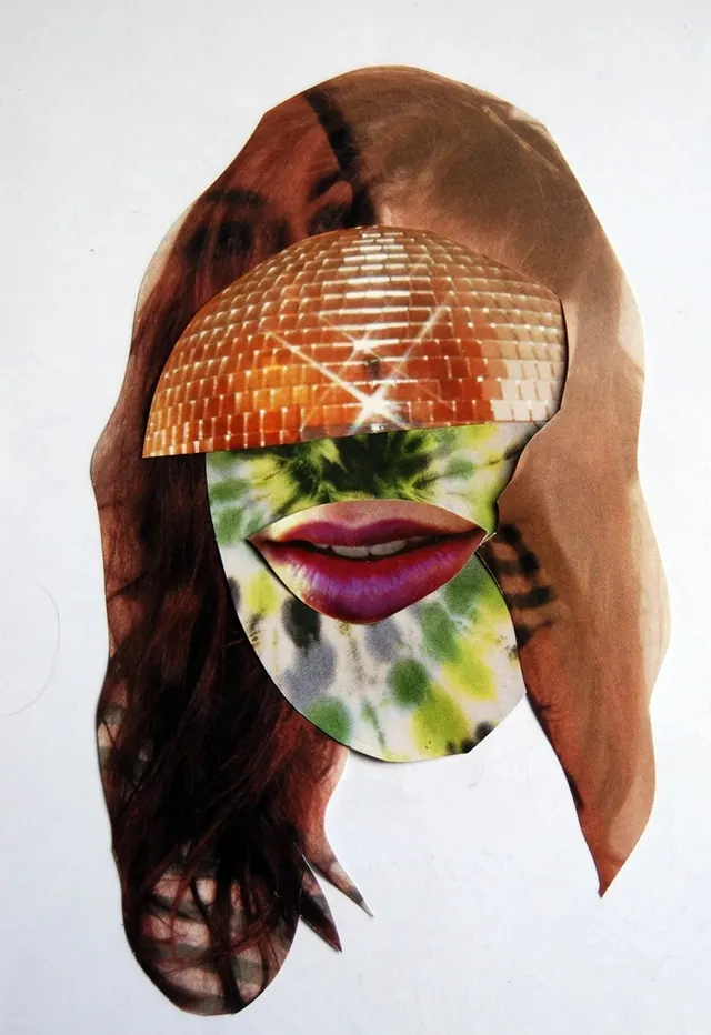 Abstract Portrait Collage, maximalist, abstract, warm
