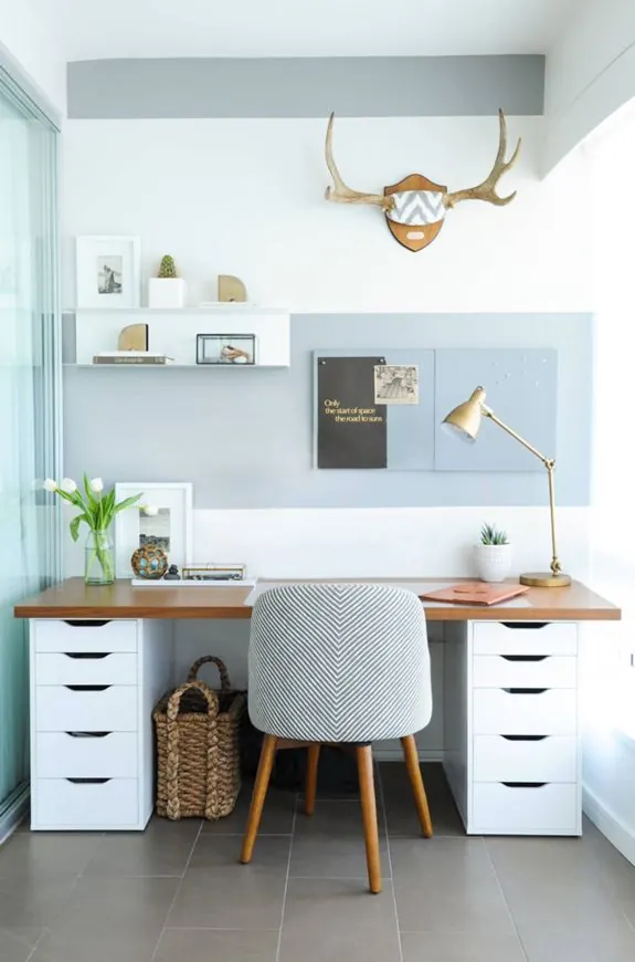 Minimalist Home Office Workspace, minimal, light-mode, light