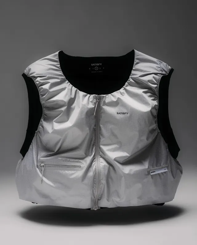 Silver Metallic Puffer Vest, luxury, minimal, monochrome