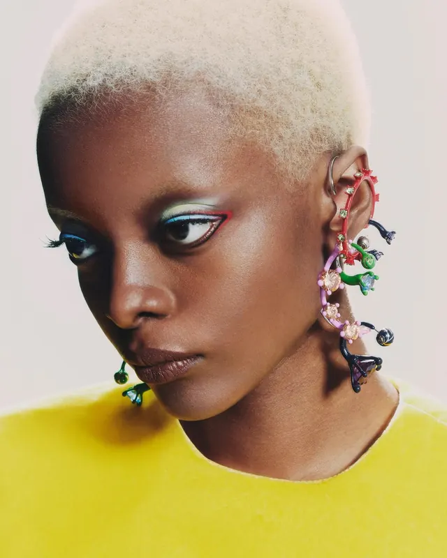 Portrait with Ear Jewelry, photographic, vibrant