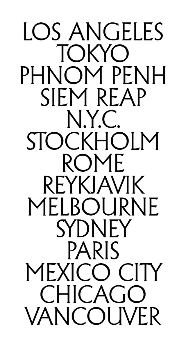 City Name Typography List