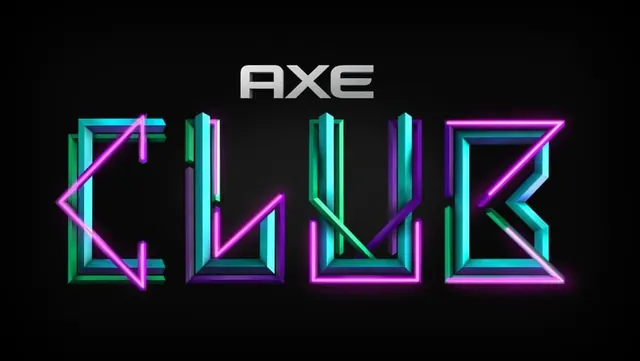 AXE CLUB Logo Design, neo-brutalist, gradient-heavy, dark