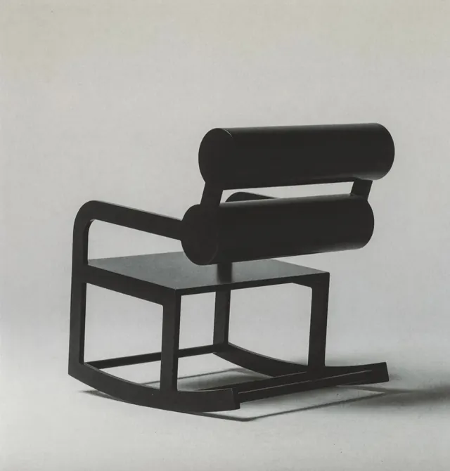 Black minimalist rocking chair, minimal, 3d-render, dark