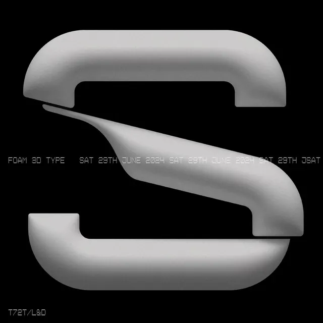 Abstract S-Curve Typography, minimal, 3d-render, monochrome