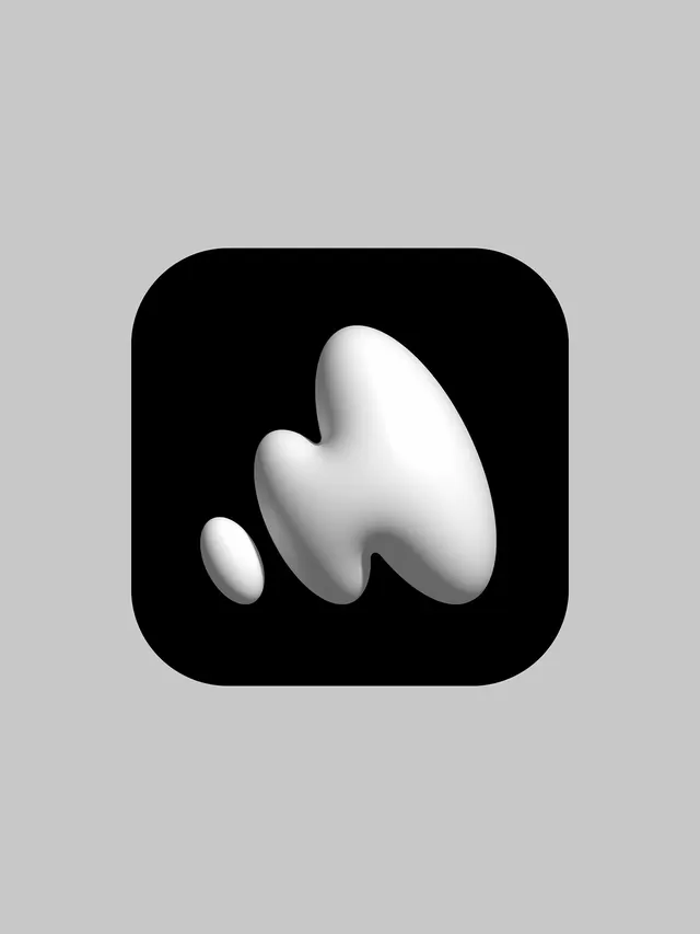 3D Abstract Shape Icon, minimal, 3d-render, monochrome