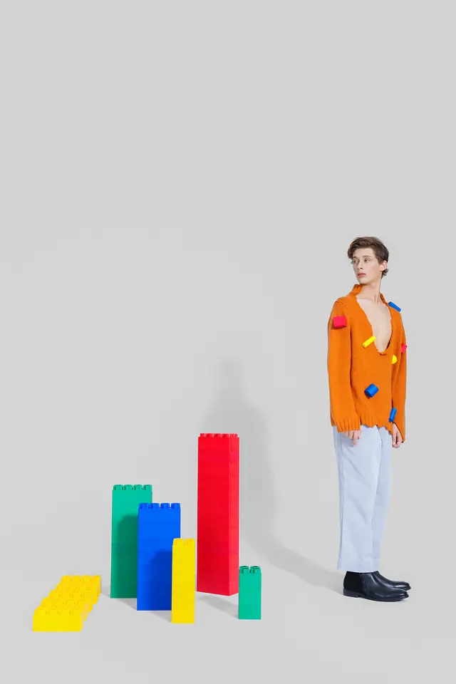 Abstract Geometric Composition with Figure, minimal, geometric, vibrant