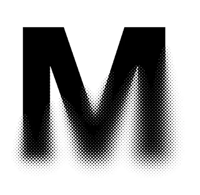 Halftone Letter M, brutalist, monochrome, monochrome