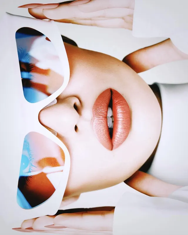 Abstract Face Collage, maximalist, abstract, high-contrast
