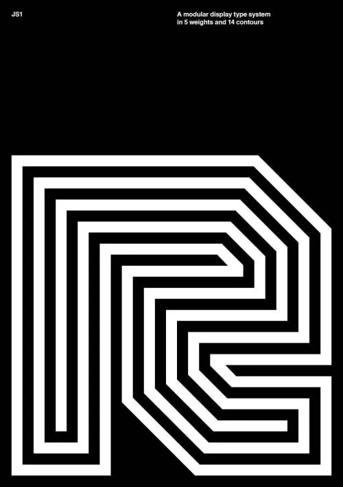 Modular display type system specimen, minimal, geometric, monochrome