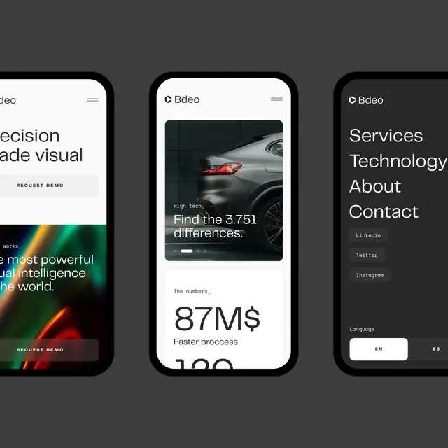 Bideo Mobile App Interface, dark-mode, minimal, dark