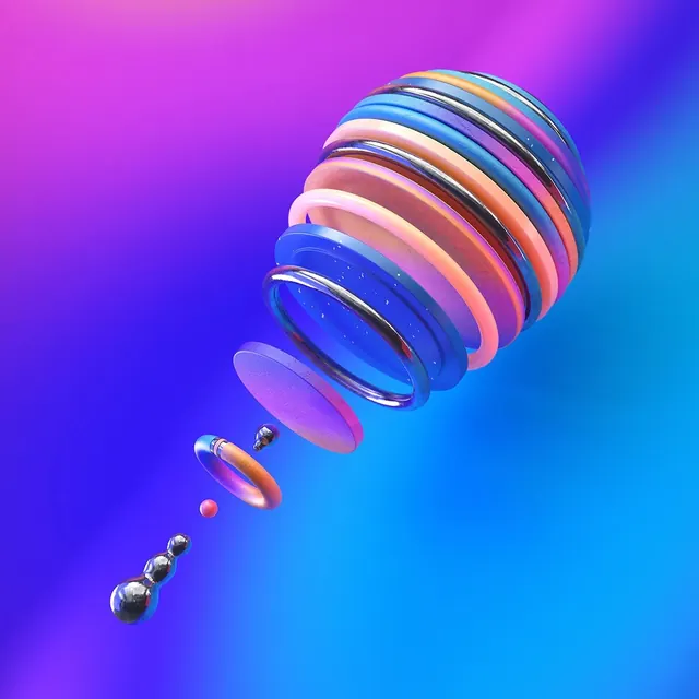 3D Abstract Gradient Discs, gradient-heavy, abstract, vibrant