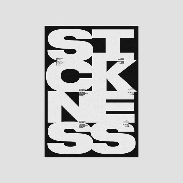 Stacked Typography Composition, brutalist, geometric, high-contrast