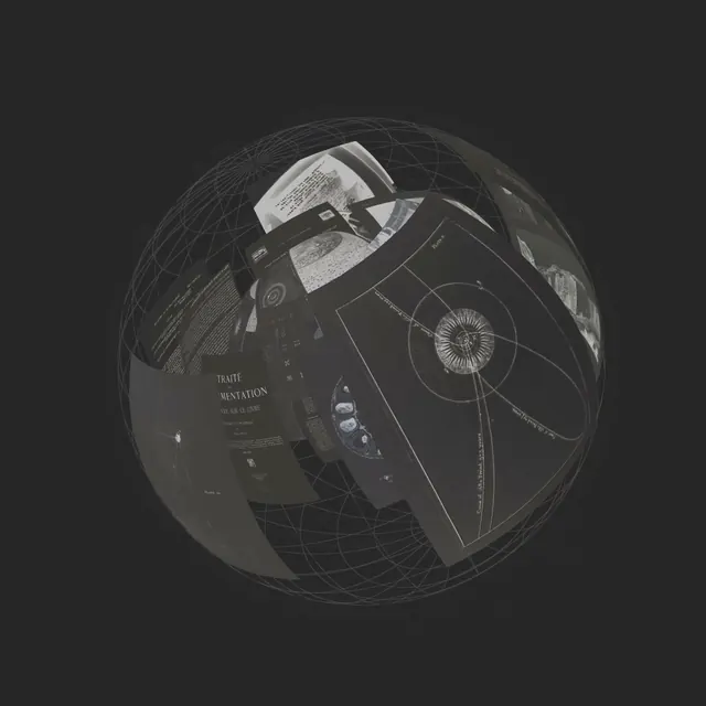 Rotating Globe Collage, abstract, dark