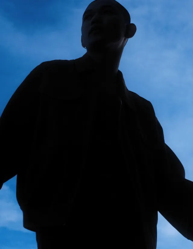 Silhouette Portrait in Blue, minimal, dark-mode, dark