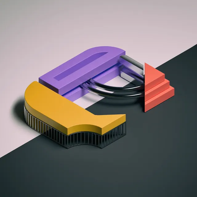 Abstract 3D Geometric Composition, 3d-render, geometric, vibrant