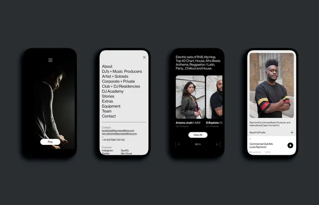 Mobile App UI Showcase, dark-mode, minimal, dark